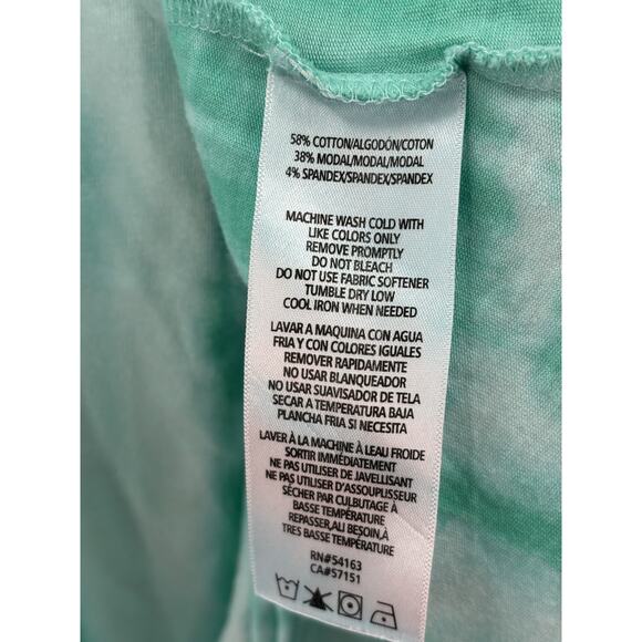 Calvin Klein T Shirt Womens Medium Blue Green Tie Dye Short Sleeves V Neck - Picture 8 of 16